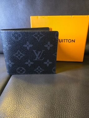 Luxury Black Monogram Canvas Mens Wallet (NIB)